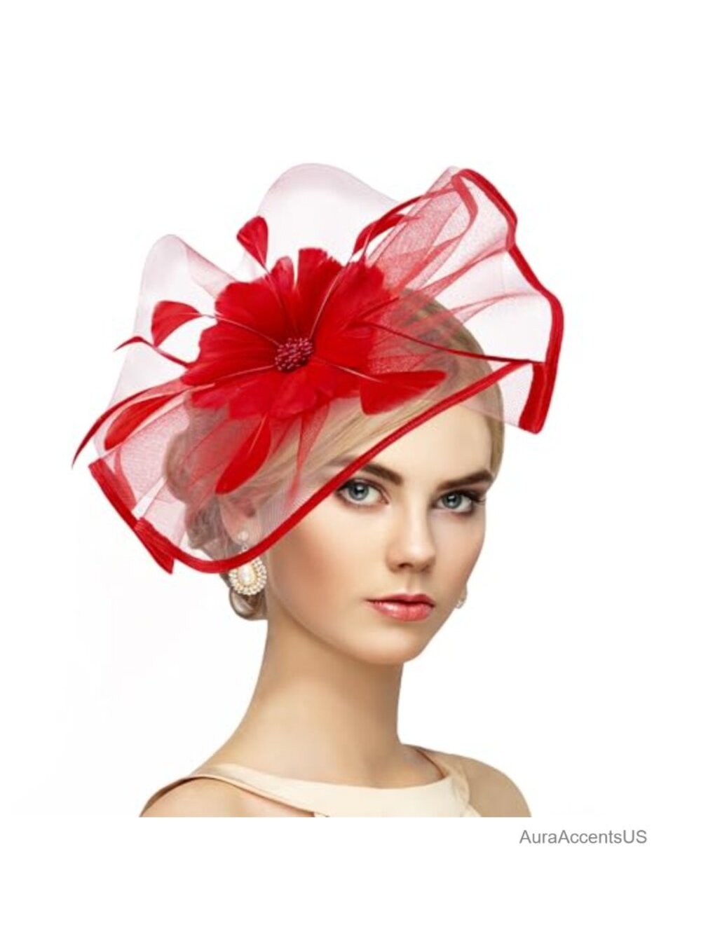 Mesh Kentucky Derby Fascinator Tea Party Hat Feather Flower Headband